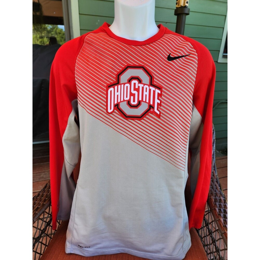OHIO STATE BUCKEYES Nike Elite Dri Fit embroidered athletic long sleeve shirt S
